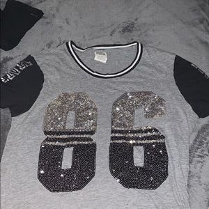 Pink(black grey and silver shirt)